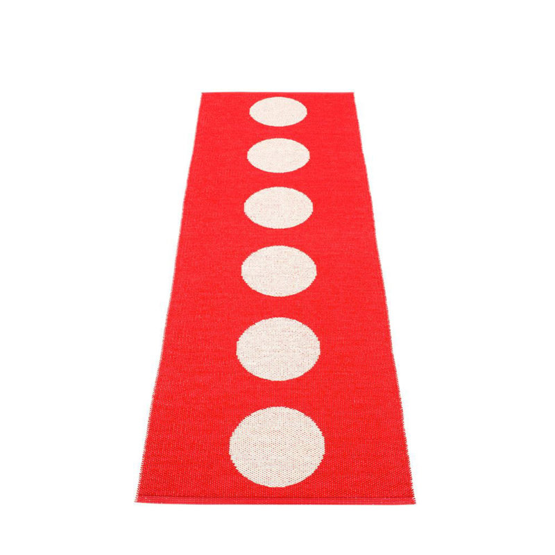 Vera Polka Dots Area Rug in Red/Off-White, Runner 2'3" x 7'6"