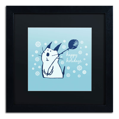 Hollander 'Christmas Party Cat' by Carla Martell Matted Framed Art