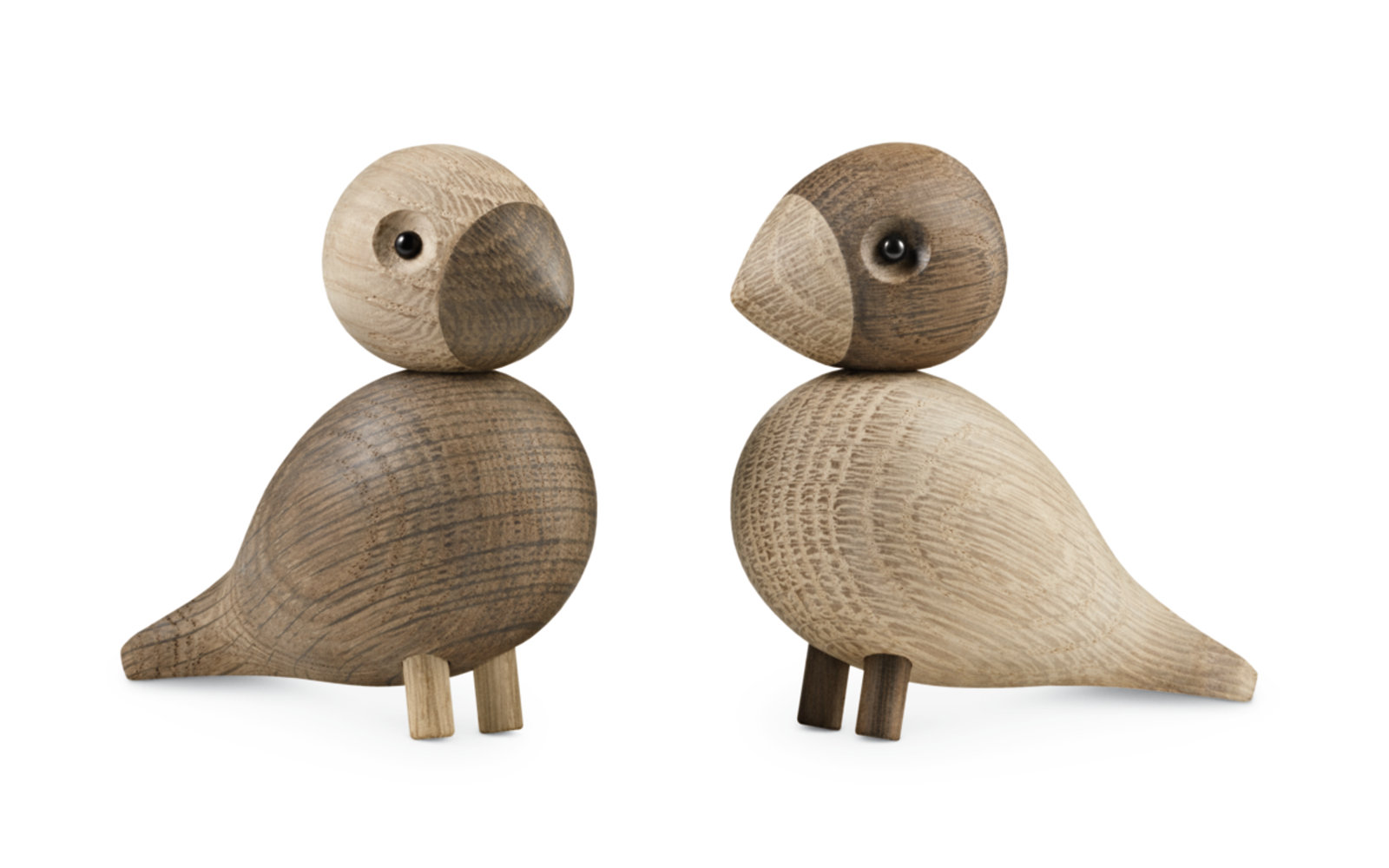 Kay Bojesen Songbird, Oak/Smoked Oak, 3.5" H x 3.7" W x 2" D, 2