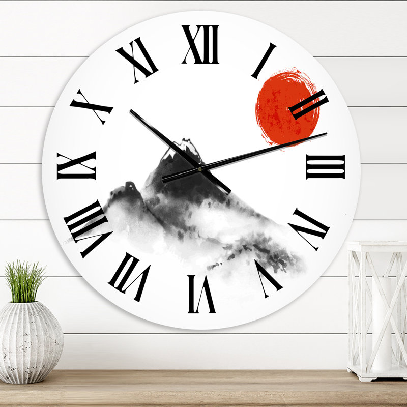 Lune rouge japonaise en somme traditionnelle - e Peinture III - Horloge murale traditionnelle, Petit