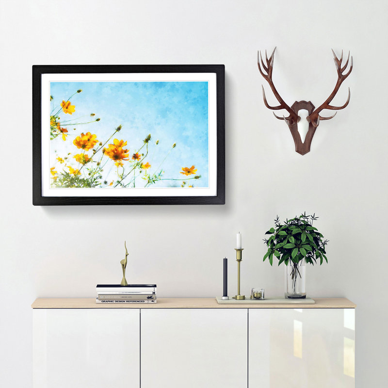 Yellow Flowers - Picture Frame Painting Print, 40cm H x 60cm W x 2cm D, Black Framed