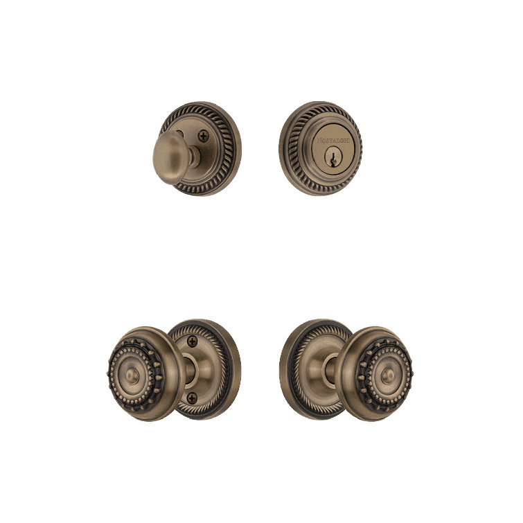 Nostalgic Warehouse Rope Rosette Entry Set with Meadows Knob