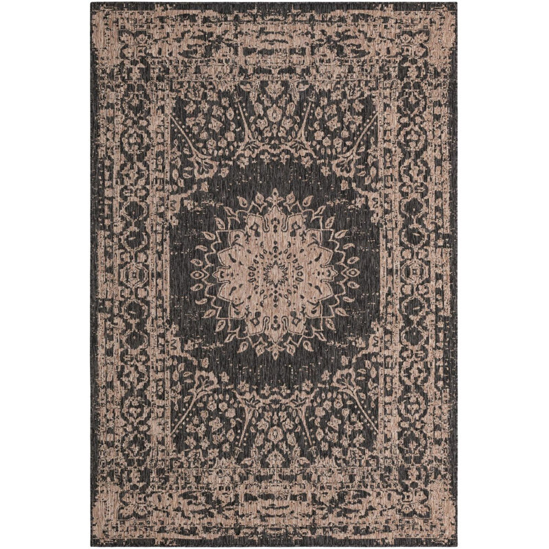 Contemporary Hintz Runner Rug Black Color, Rectangle 6'1" x 9'