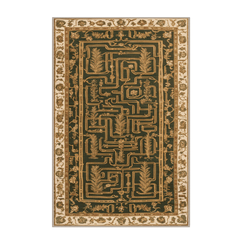 Tapis brun français lavable à la machine, Rectangle 3 pi x 5 pi