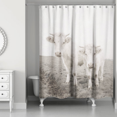 Rideau de douche blanc vache blanchi