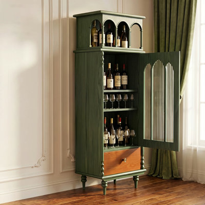 Buffet décoratif rétro en bois massif vert