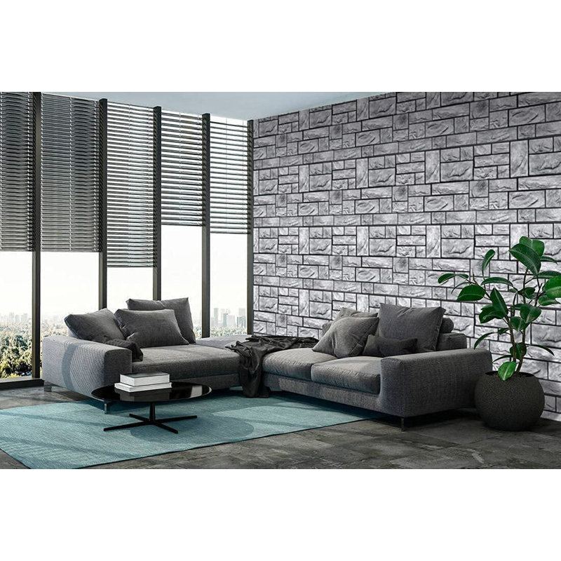 Panneaux muraux rétro-art 3D | Paquet de 10 | Pierre naturelle en gris | 17,5 po x 23,75 po | 28,86 pieds carrés, gris
