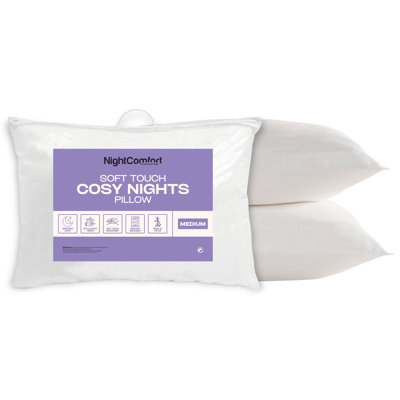 NightComfort Cosy Nights Medium Support Microfibre Anti Allergy Pillows Pack of 2