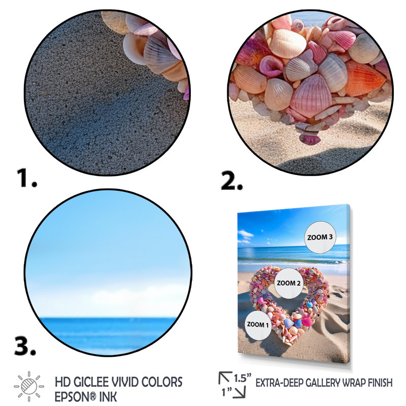 Glorieux cœur rose sur une plage tropicale I, H 40 po x l 30 po, Cadre flottant blanc