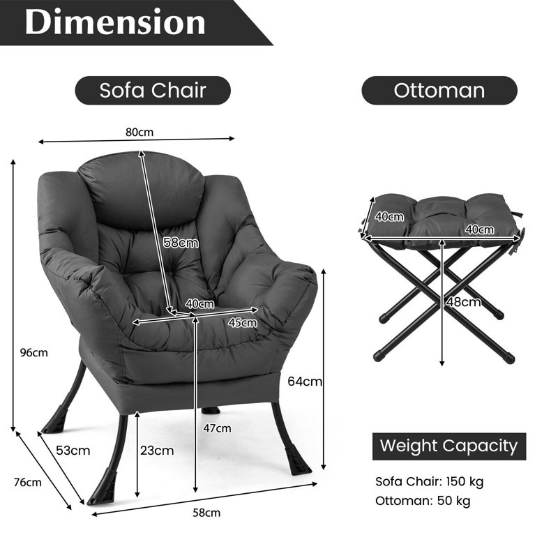 Upholstered Accent Chair, 96cm H x 80cm W x 76cm D, Grey Sherpa