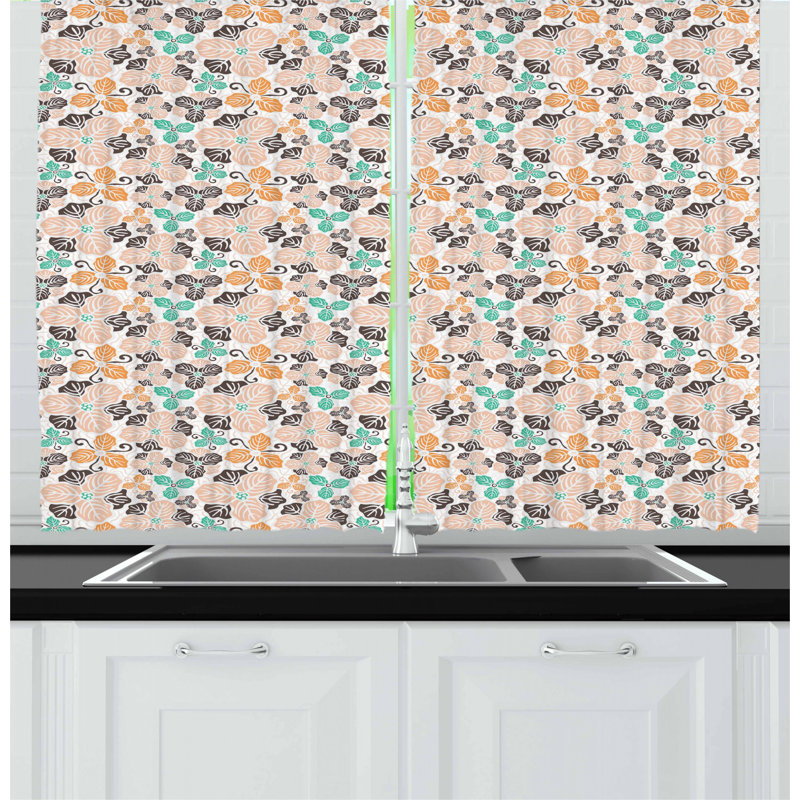 Floral Tailored Kitchen Curtain