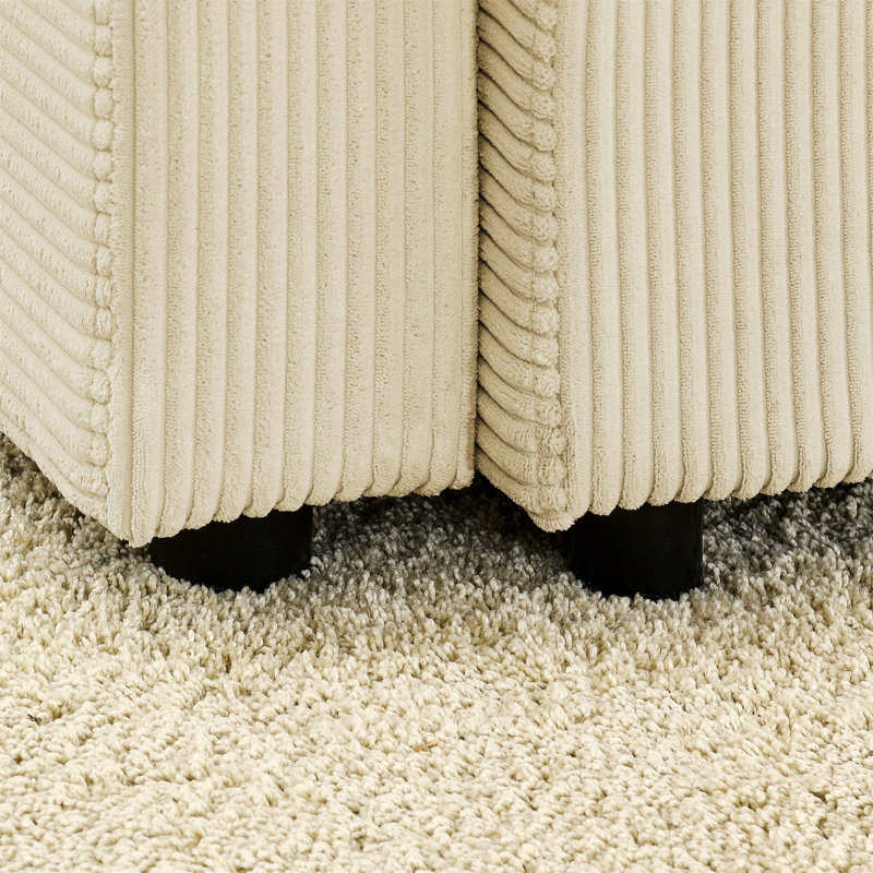 Canapé en U moderne avec rangement, avec repose-pieds, canapé profond avec porte-gobelets et support pour téléphone, canapé en velours côtelé pour le salon
