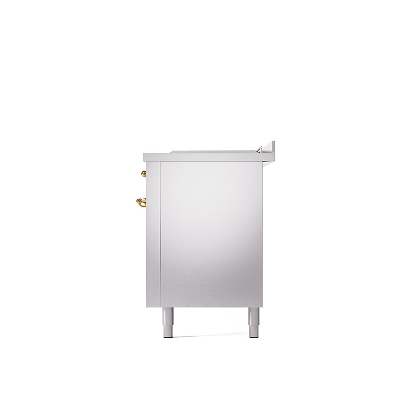 ILVE Nostalgie II 60 Dual Fuel Range, 5 Burners, Griddle, Frenchtop , Stainless Steel/Brass, Liquid Propane