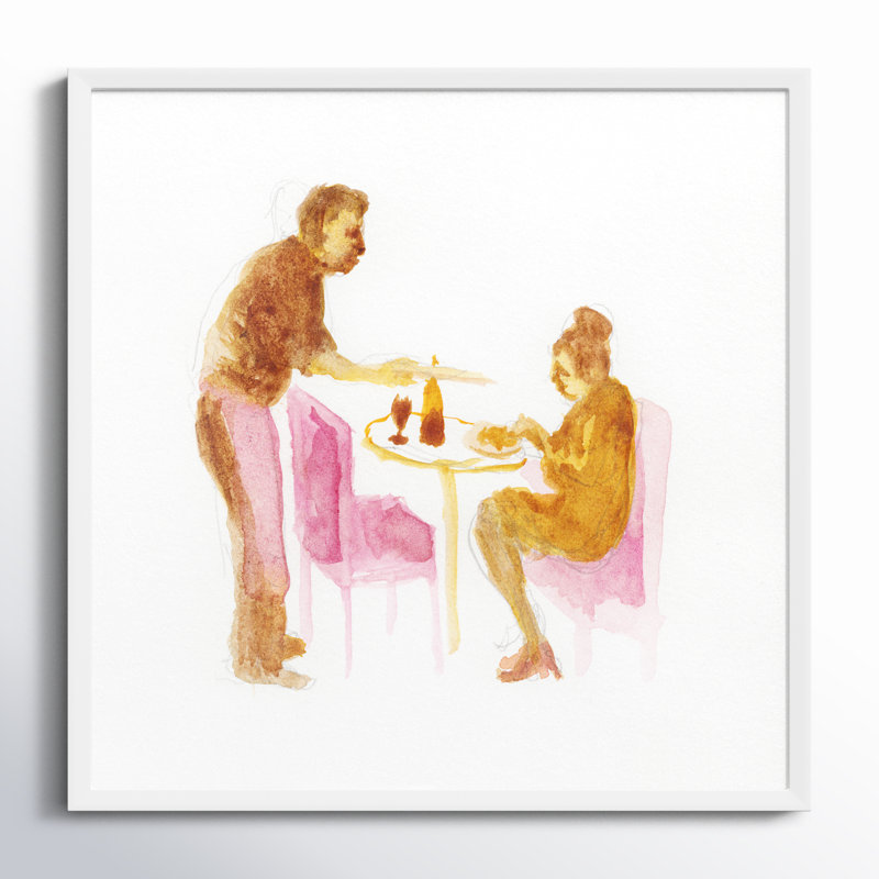 The Cafe Painting by Simon Schneiderman, 16" H x 16" W x 1.25" D, White
