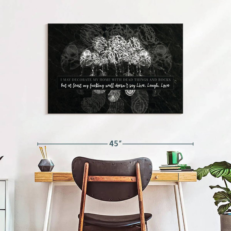 Citation gothique sur toile, H 26 po x l 39 po x P 1,25 po
