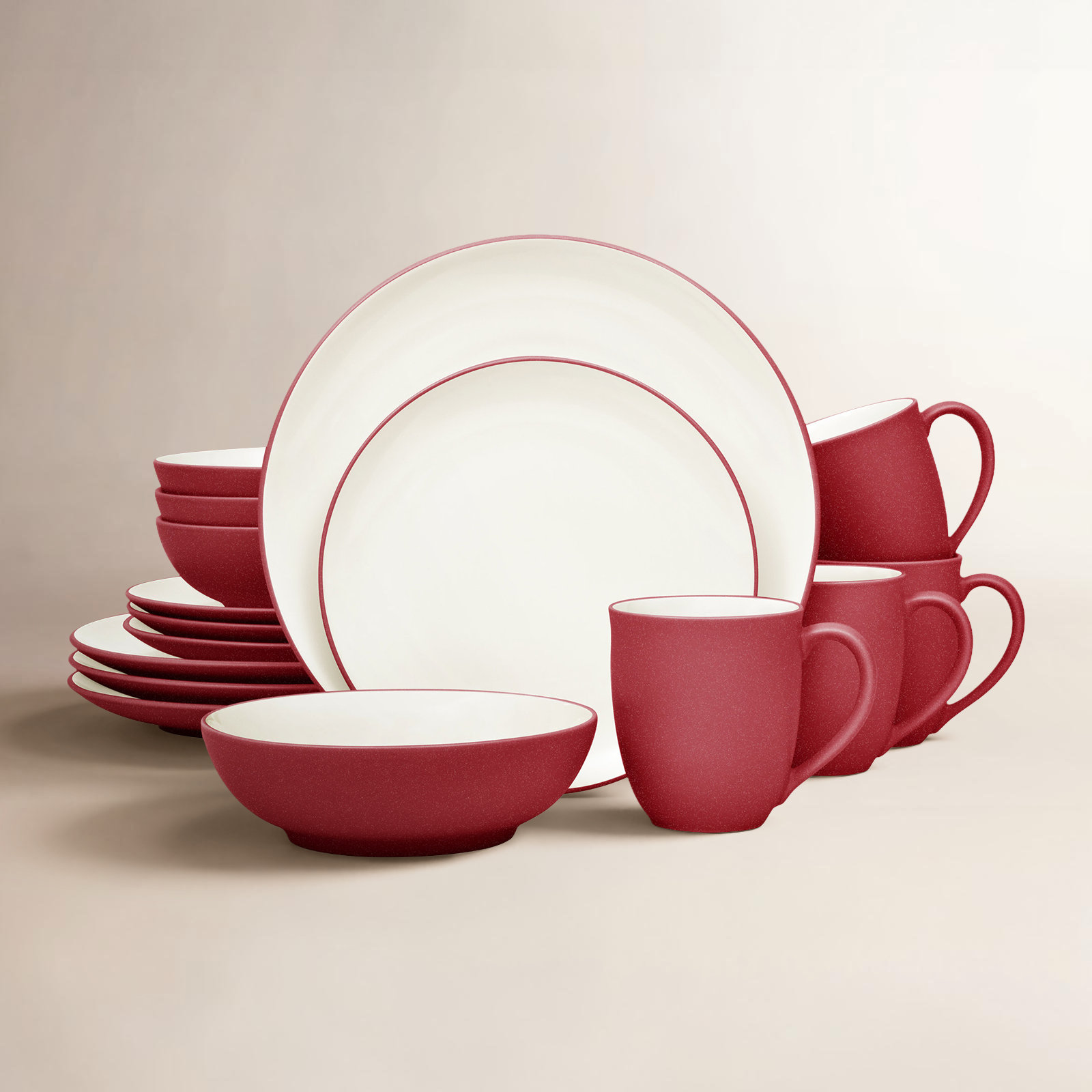 Colorwave Stoneware Dinnerware Set - Service for 4, Raspberry
