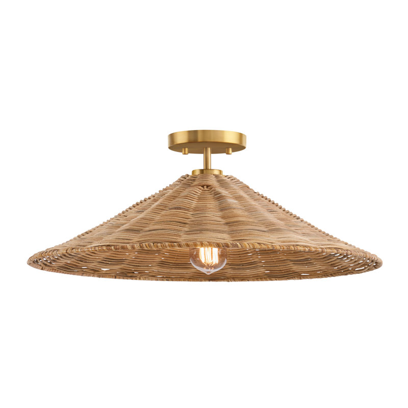 Plafonnier 1 lumière Lilliana en laiton naturel, Laiton naturel