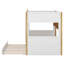Lit superposé en forme de maison avec tablettes ouvertes intégrées et crochets latéraux, lit superposé en bois avec lit gigogne-1575838866