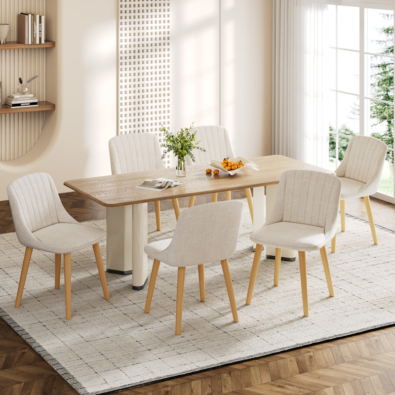 48.5cm H Upholstered Side Chair, Linen Beige