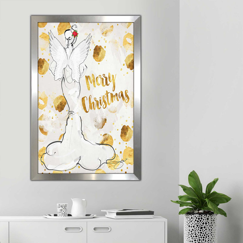 Ange, joyeux Noël (vertical) par By Jodi - impression, Encadrement argenté, H 39,5 po x l 27,5 po x P 0,75 po