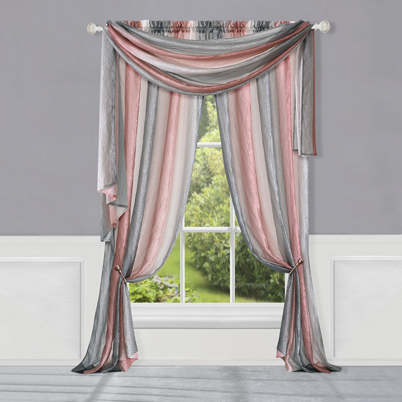 Velia Cotton Blend Sheer Curtain Single Panel, 50" W x 84" L, Blush