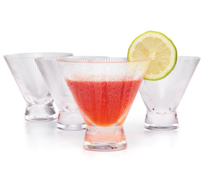  Stemless Ribbed Martini Glasses, 9 oz.