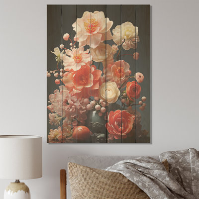 Floral Oasis Bouquet I - Flowers On Wood Print