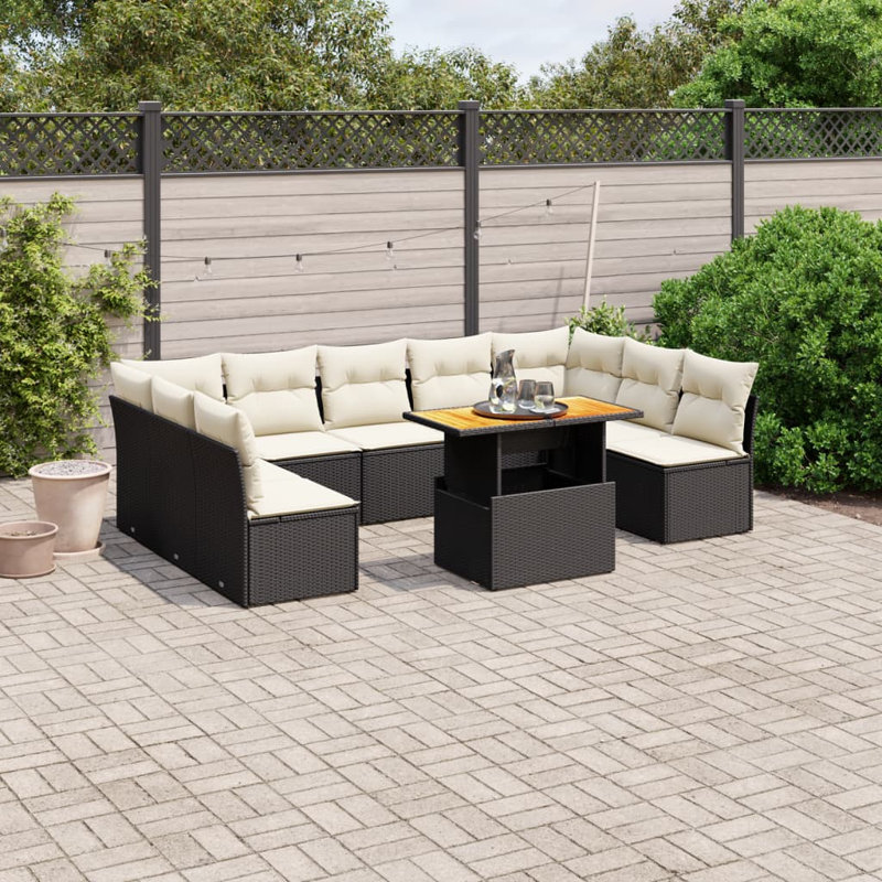 Vidaxl Garden Sofa Set Black PE Rattan 10-Piece Set