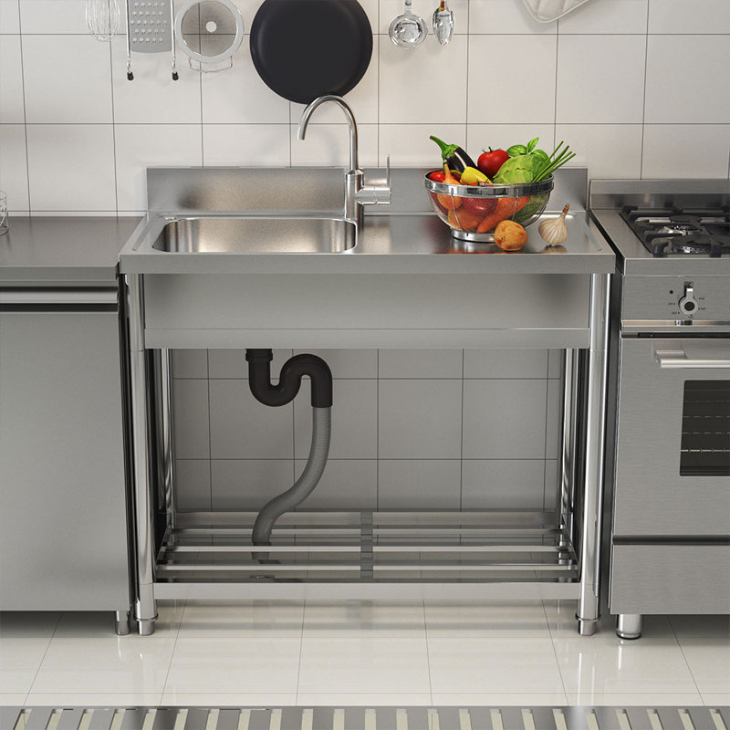 Borough Wharf 50mm W Single Bowl Stainless Steel Kitchen Sink with 1 Faucet Hole