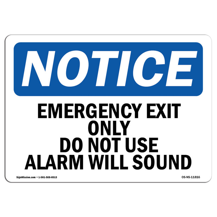 SignMission Emergency Exit Only Do Not Use Alarm Will Sound Sign | Wayfair