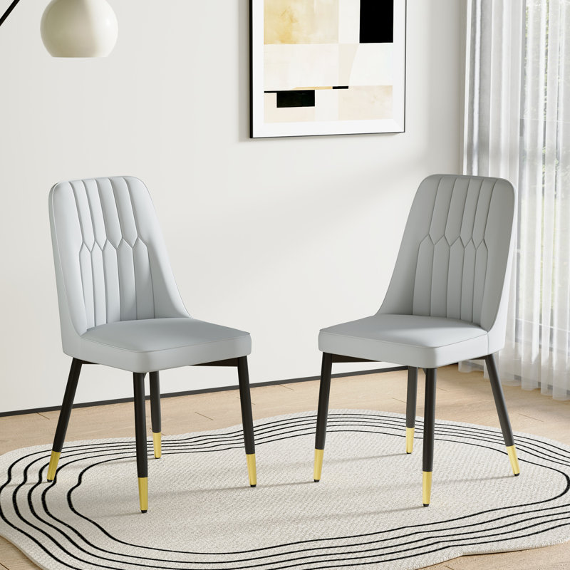 Chaise d'appoint rembourrée en similicuir H 18 po Anareli, Gris clair