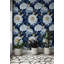 Papier peint adhésif floral bleu marine | Opulent mur de chrysanthème
