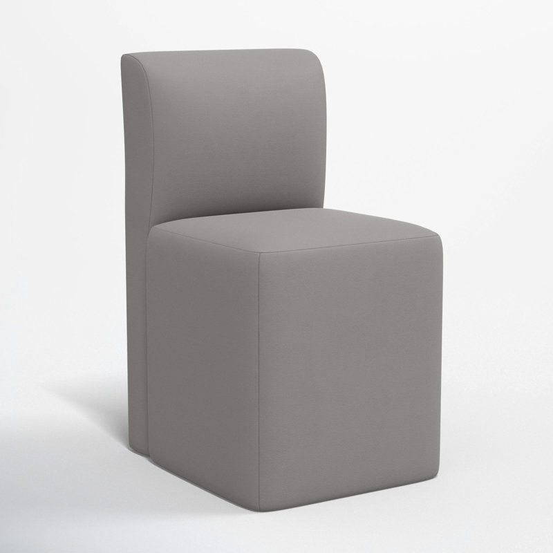 Mendy Upholstered Dining Chair with Casters, Classic Otter Performance Velvet