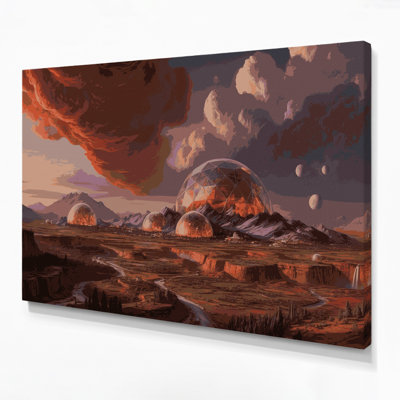 Space Terraformed Mars concepts Black Canvas Wall Art
