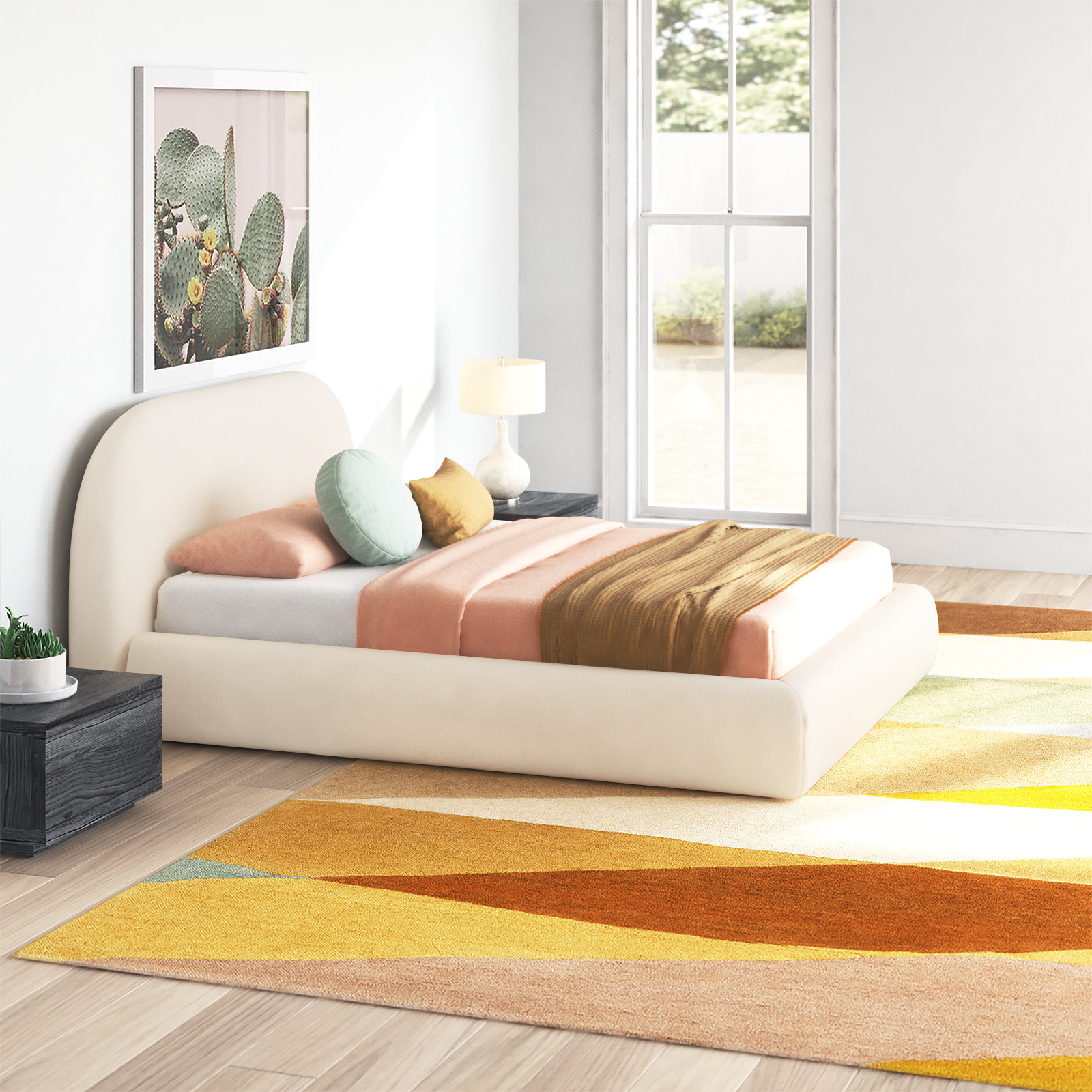Gayla Velvet Upholstered Bed, Queen