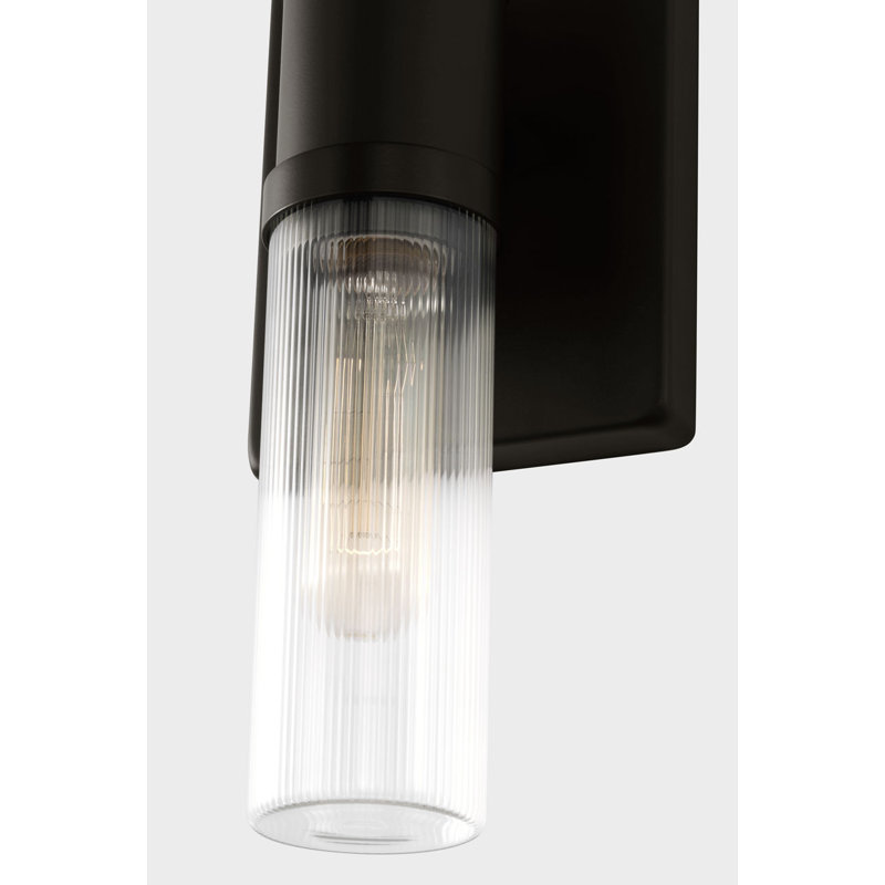 Ensemble de meuble-lavabo à deux lumières Keaton, Transparent cannelé, Nuit noire, H 16 po x l 5 po x P 3,63 po