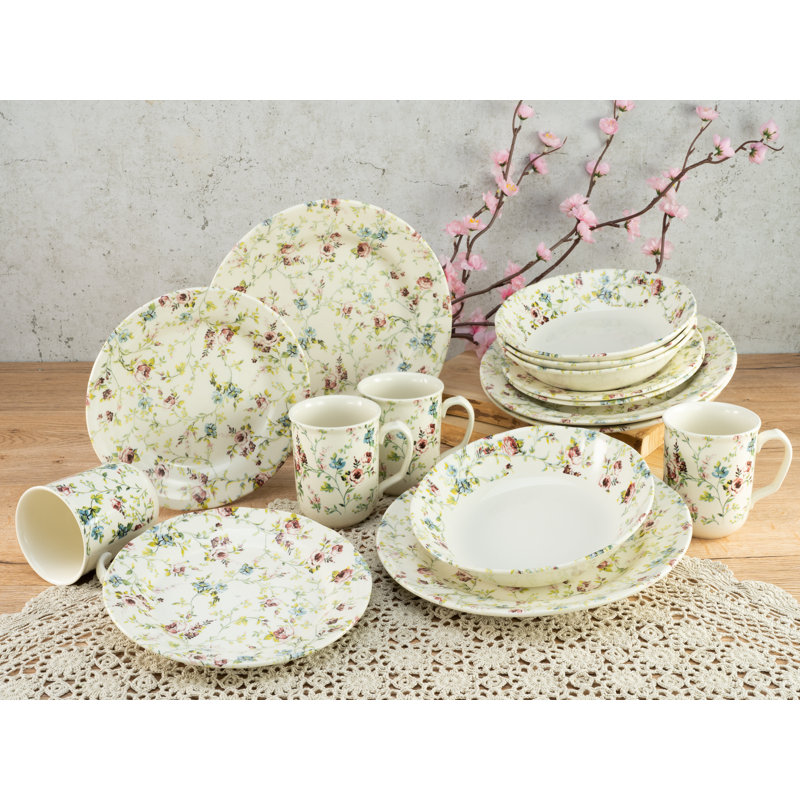 16-Piece Combination Set Rose Garden Series for 4 People