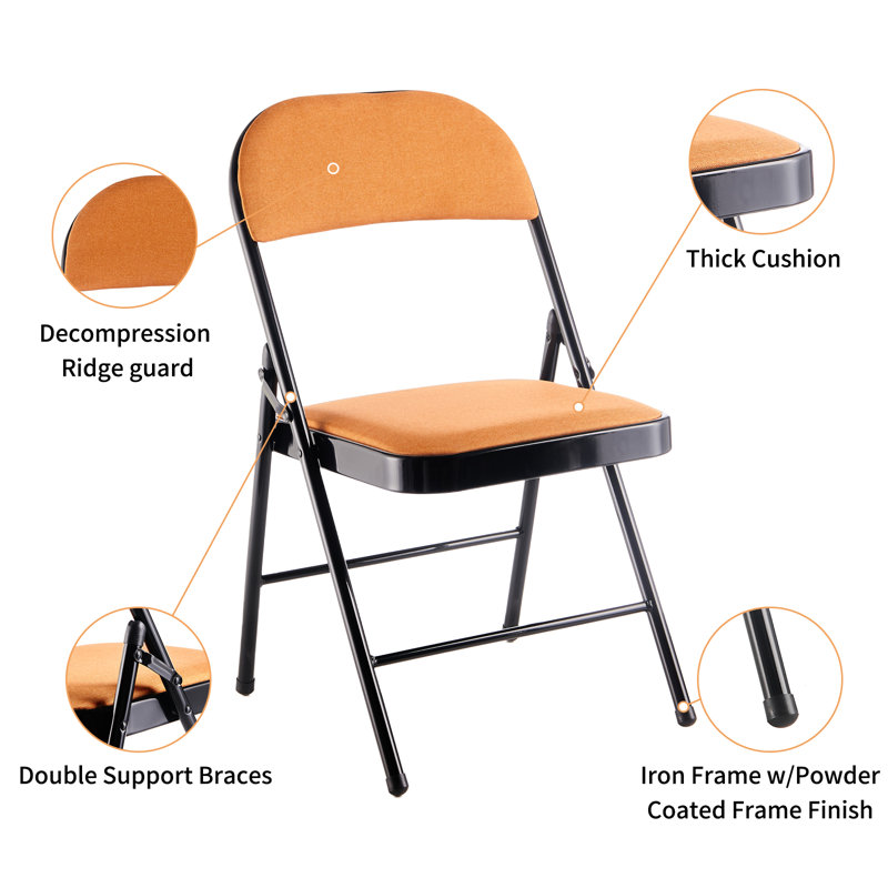 Upholstered Folding Chairs  Outdoor/Indoor, Orange, 6
