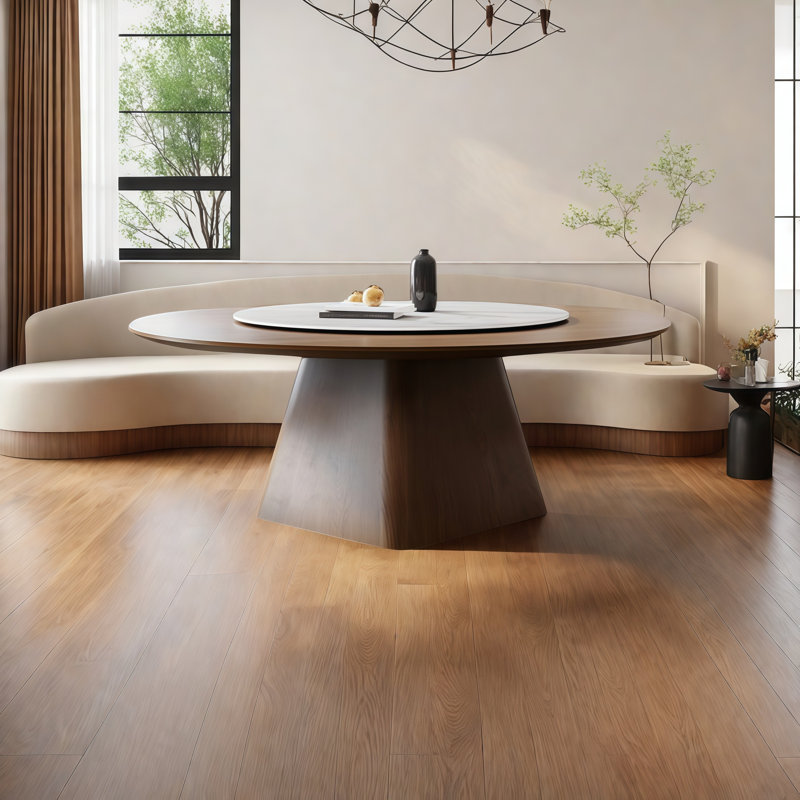 Round Solid Wood Dining Tables with Turntable, 29.50" H x 53.10" L x 53.10" W