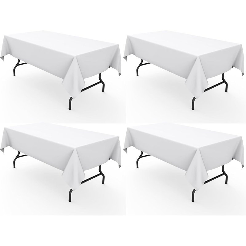 Rectangle Table Cloth 60" x 102" – 8 Packs, Durable Polyester Tablecloth Offers Reusable & Washable Protection, Ideal for Outdoor Party, Picnic, Wedding, Banquet and Birthday, White
