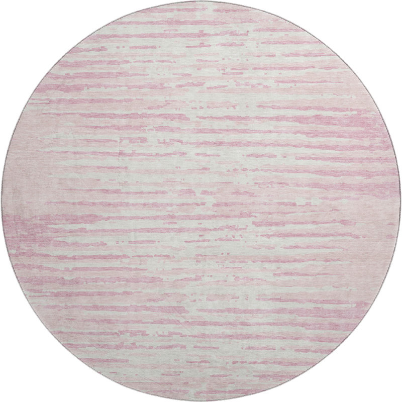 Premium Machine Washable Prisco Pink Rug, Round 8'