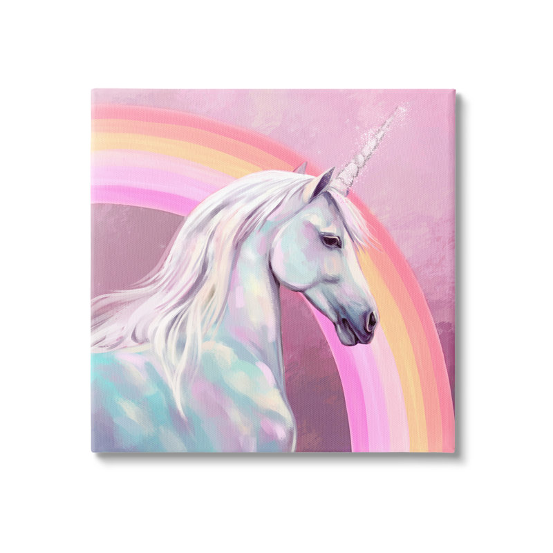 Licorne et arc-en-ciel sur toile par Ziwei Li, H 24 po x l 24 po x P 1,5 po
