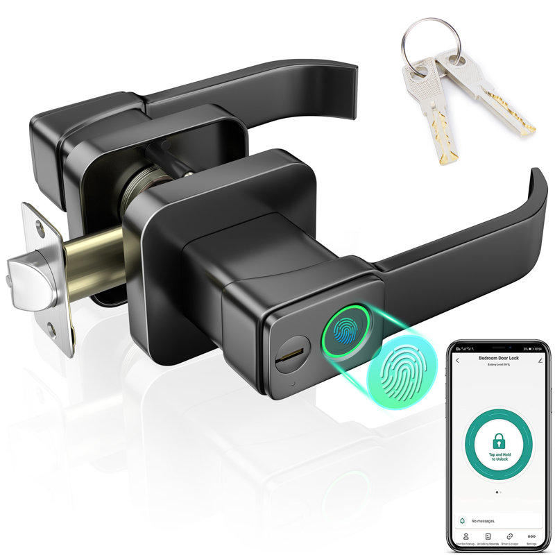 Black Smart Biometric Fingerprint Door Lock with App Control