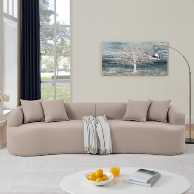 High-density Foam Comfort Sofa, Lamb's Wool Finish, Minimalist Design, Perfect For Living Room And Bedroom Use