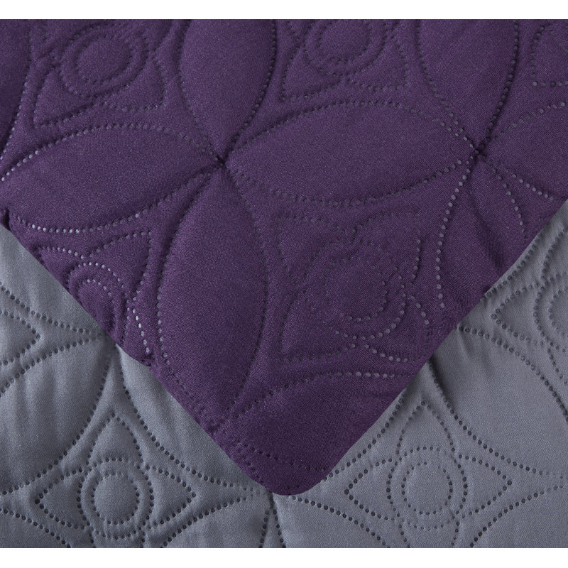 Upland Patchwork 7 Piece Comforter Set, Purple, Oversized King + 6 Additional Pieces