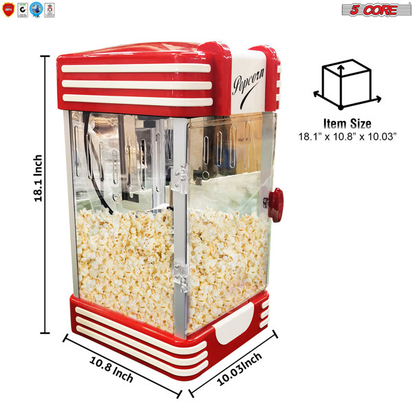  Nostalgia Electrics Coca-Cola Hot-Air Electric Popcorn Maker, 8  Cups, Healthy Oil Free Popcorn with Measuring Scoop, Coke Red & White:  Popcorn Maker: Home & Kitchen
