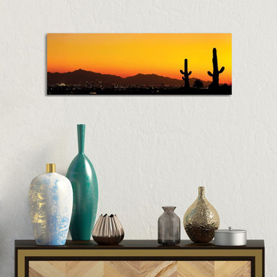 Desert City Sunset 1 Piece Wrapped Canvas Panoramic Painting