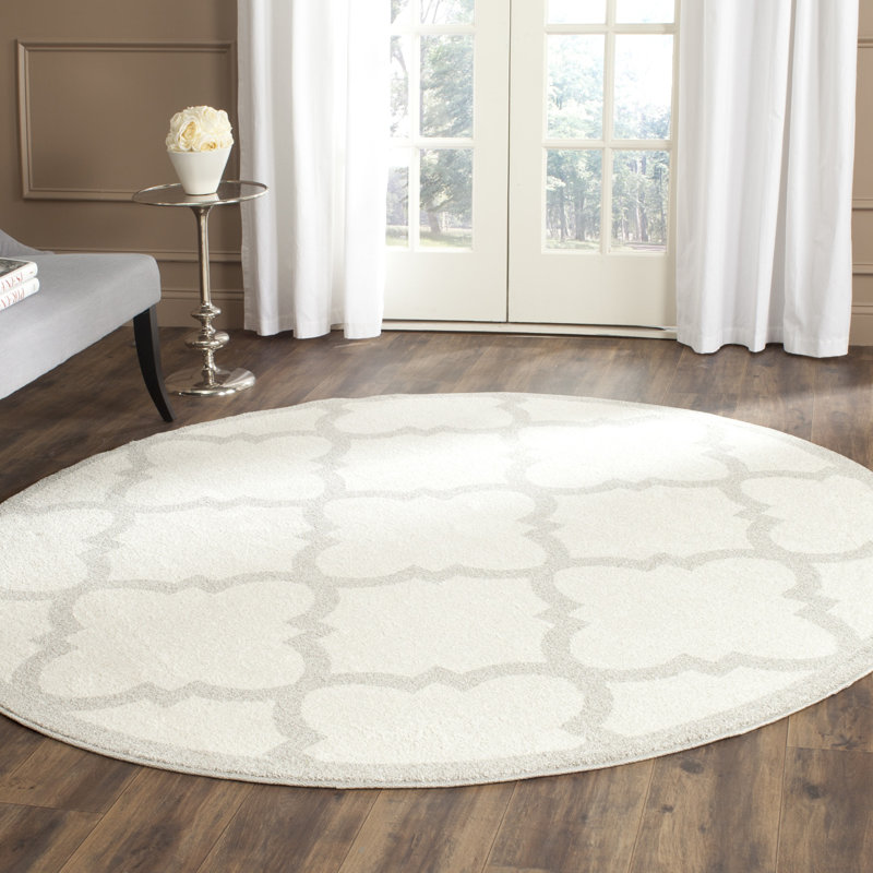 Ammundsen Geometric Beige/Grey Area Rug, Round 7'