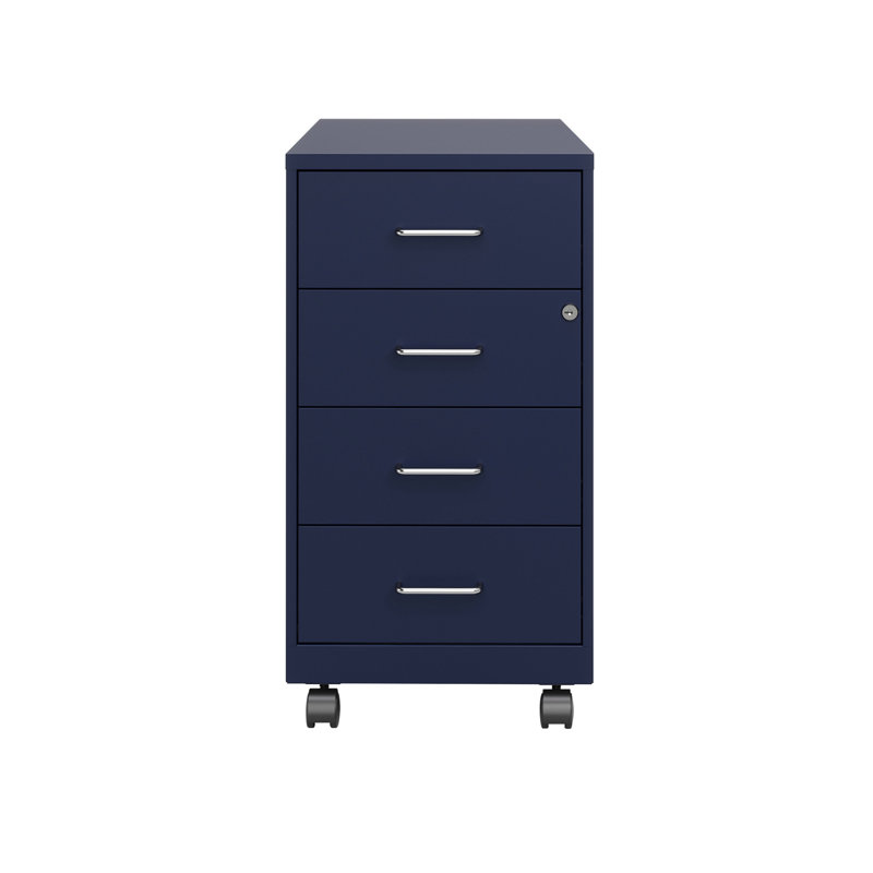 Patirica 14.25'' Wide 4 -Drawer Mobile Steel File Cabinet, Navy