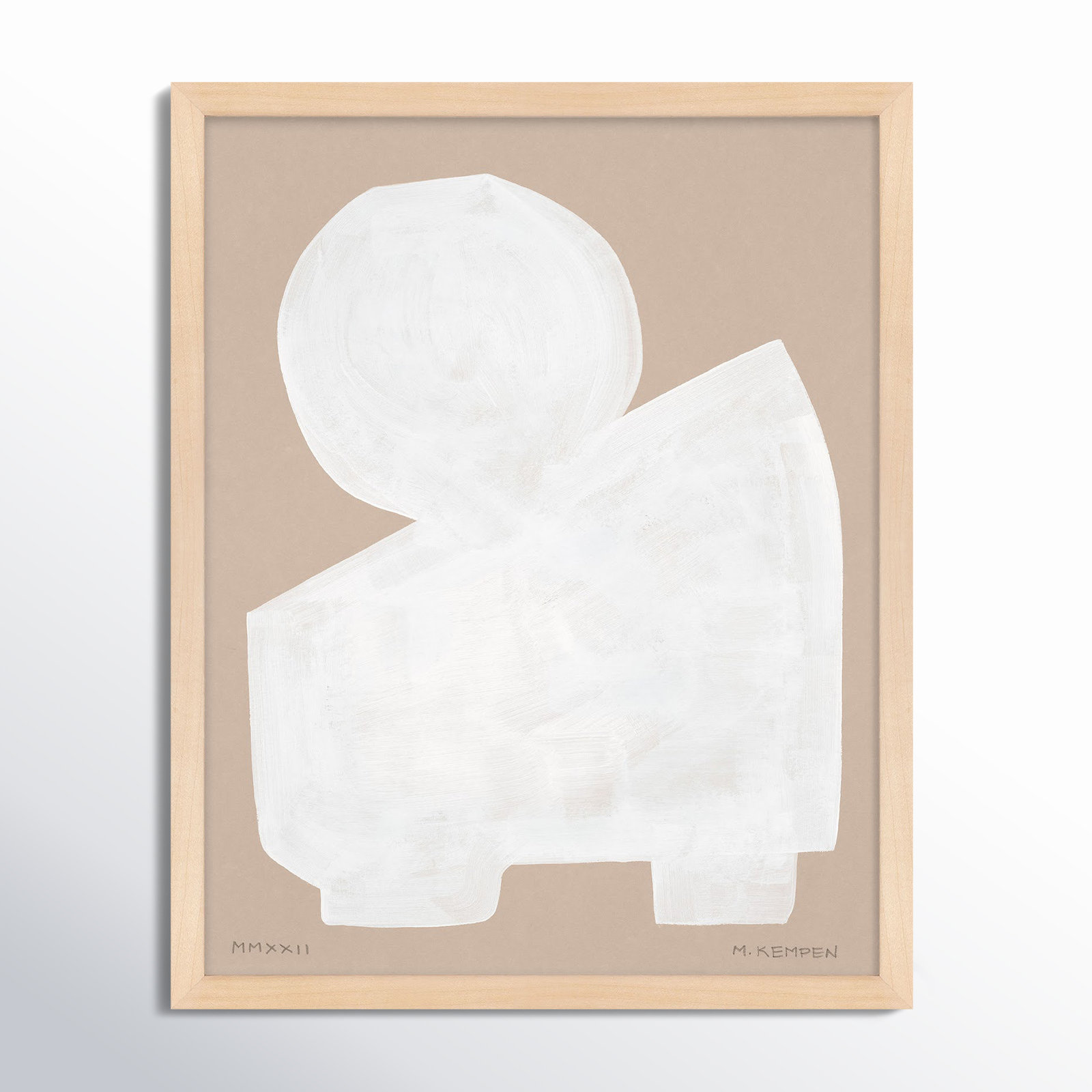Modules In White 2 by Michael Kempen, 16" W x 20" H, Maple Framed